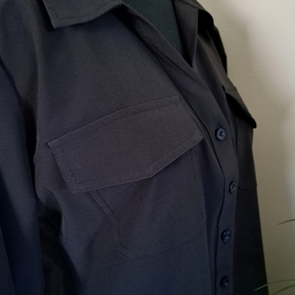 Calvin Klein Jeans Black Blouse Women's Small Travel Shirt Lightweight Collared - Picture 6 of 13